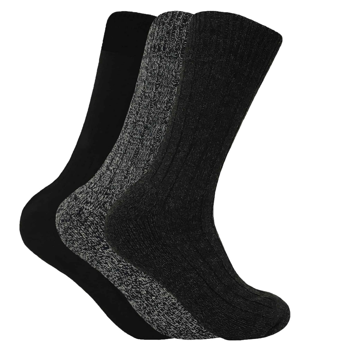3 Pairs Mens Thick Warm Wool Blend Hiking Socks